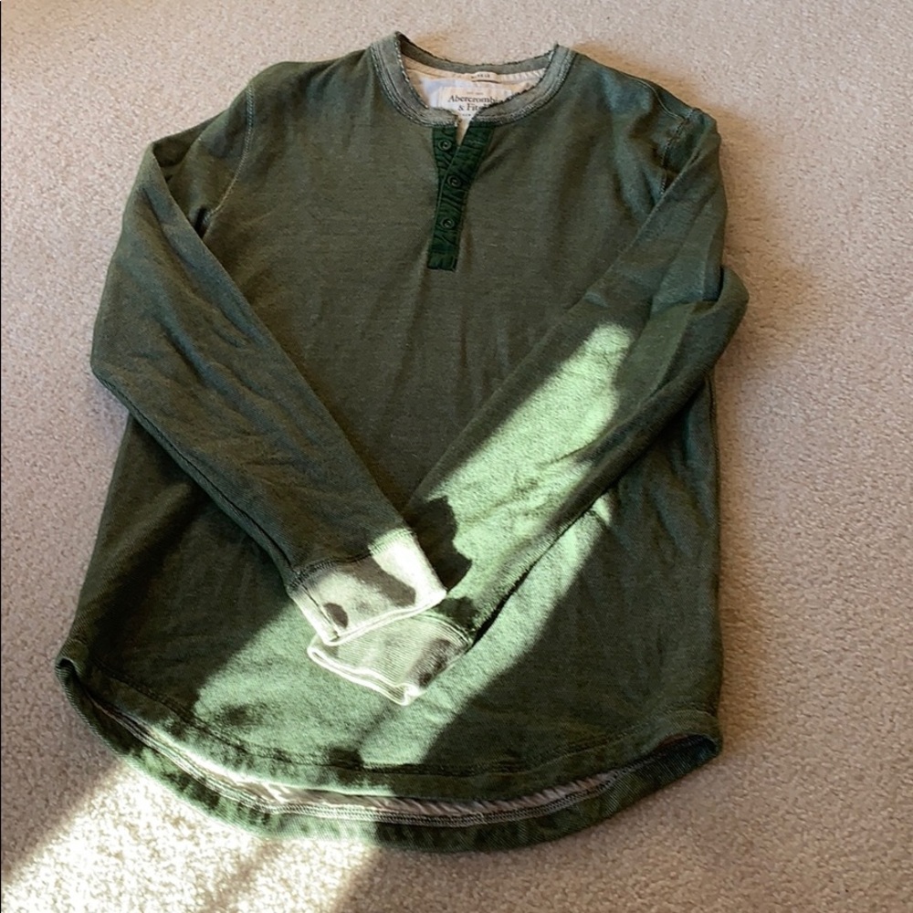 Abercrombie Long Sleeve Green Muscle Henley Tee